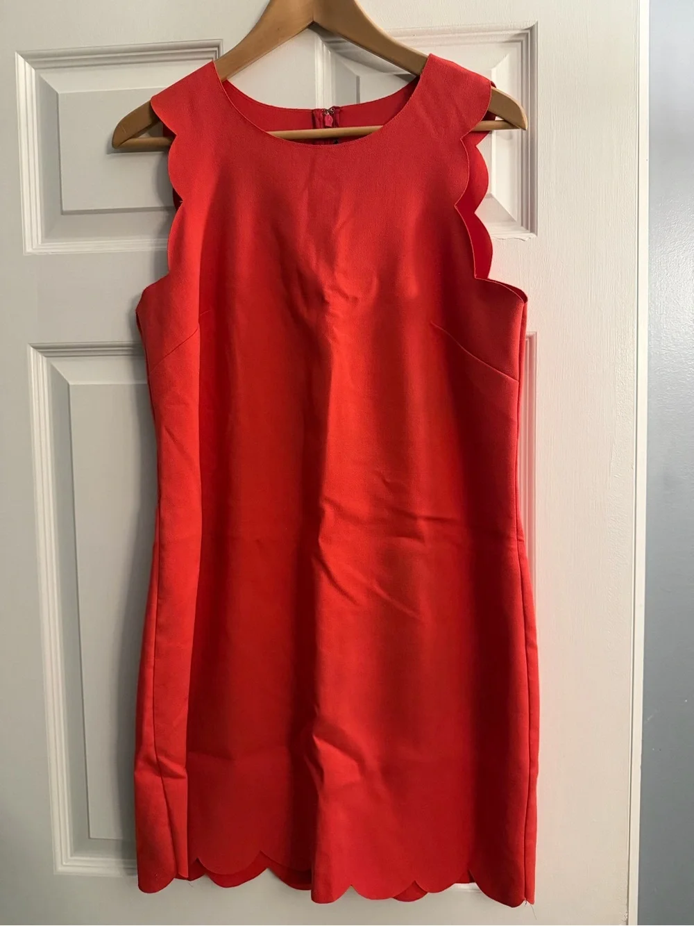 J. Crew Pink/ Coral Sleeveless Scalloped Shoulder & Hem Mini Dress, Sz 8